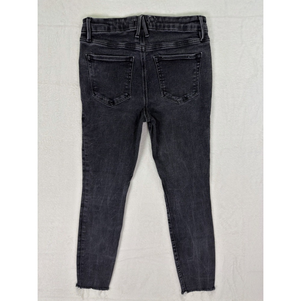 Good American Jeans Womens 8/28 Black Denim High Rise Good Legs Skinny Ripped - Picture 2 of 9